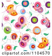 Clipart Seamless Butterfly And Circle Background Pattern Royalty Free Vector Illustration by Cherie Reve #COLLC1104570-0099