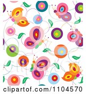 Poster, Art Print Of Seamless Butterfly And Circle Background Pattern