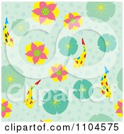 Clipart Seamless Water Lily And Koi Background Pattern Royalty Free Vector Illustration