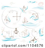 Seamless Whale Tail Ship And Anchor Background Pattern