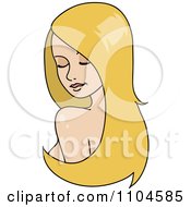 Clipart Woman Looking Over Her Shoulder With Long Blond Hair Extensions Or A Wig Royalty Free Vector Illustration