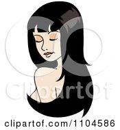 Clipart Woman Looking Over Her Shoulder With Long Black Hair Extensions Or A Wig Royalty Free Vector Illustration by Rosie Piter