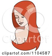 Red Haired Woman Looking Over Her Shoulder With Long Hair Extensions Or A Wig