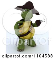 Poster, Art Print Of 3d Presenting Tortoise Pirate With A Peg Leg Hook Hand And Sword