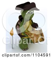 Poster, Art Print Of 3d Hook Hand Tortoise Pirate Reading A Treasure Map