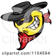 Poster, Art Print Of Yellow Smiley Emoticon Bandit Grinning And Wearing A Bandana