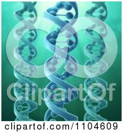 Poster, Art Print Of 3d Blue Dna Strands On Green With Rays