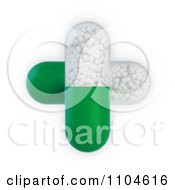 Poster, Art Print Of 3d Green And White Pill Capsules Forming A Cross
