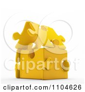 Poster, Art Print Of 3d Gold Puzzle Piece House