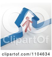 Clipart 3d Red Person Standing Under A Blue Home Frame Royalty Free CGI Illustration