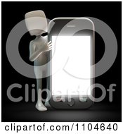 Poster, Art Print Of 3d White Person Holding Up A Smartphone 1