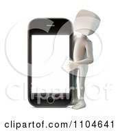 Poster, Art Print Of 3d White Person Holding Up A Smartphone 2