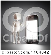 Poster, Art Print Of 3d White Person Holding Up A Smartphone 3