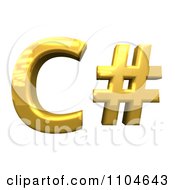 Clipart 3d Gold C Sharp Programming Language Symbol Royalty Free CGI Illustration by Leo Blanchette