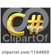 Clipart 3d Gold C Sharp Programming Language Symbol On Black Royalty Free CGI Illustration by Leo Blanchette