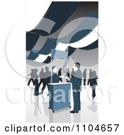 Poster, Art Print Of Man Checking In At A Ticket Booth At A Business Venue