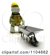Poster, Art Print Of 3d Constructon Worker Tortoise Pushing A Wheel Barrow