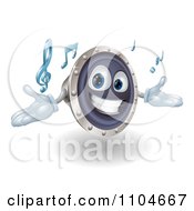 Poster, Art Print Of 3d Happy Speaker Mascot Playing Music