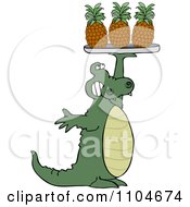 Poster, Art Print Of Alligator Serving Pineapple On A Tray