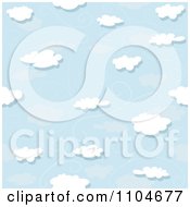Poster, Art Print Of Seamless Puffy Cloud Wind And Blue Sky Background Pattern