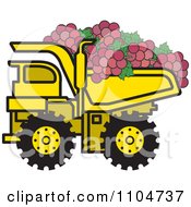 Poster, Art Print Of Yellow Dump Truck Hauling Red Grapes
