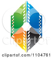 Poster, Art Print Of Green Blue Black And Orange Film Strips Formign A Diamond