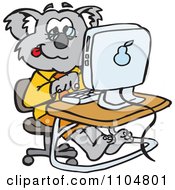 Clipart Professor Koala Using A Desktop Computer Royalty Free Vector Illustration by Dennis Holmes Designs