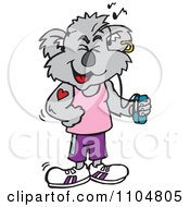 Poster, Art Print Of Happy Fitness Koala Listenting To An Mp3 Player