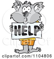 Koala Holding A Help Sign