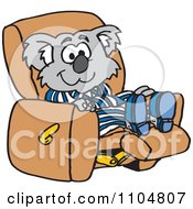 Relaxed Koala In Pajamas Resting In A Recliner Chair