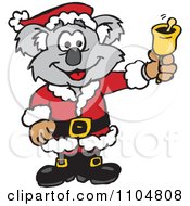 Christmas Santa Koala Ringing A Charity Bell