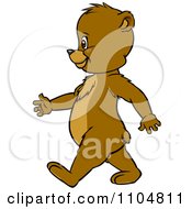 Clipart Happy Cute Bear Cub In Profile Walking Upright Royalty Free Vector Illustration by Cartoon Solutions #COLLC1104811-0176
