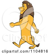 Poster, Art Print Of Happy Male Lion In Profile Walking Upright