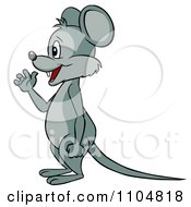 Clipart Happy Mouse Waving In Profile And Standing Upright Royalty Free Vector Illustration by Cartoon Solutions