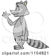 Poster, Art Print Of Happy Raccoon In Profile Waving And Standing Upright