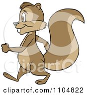 Poster, Art Print Of Happy Squirrel In Profile Walking Upright