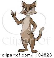 Poster, Art Print Of Happy Brown Cat Standing And Waving