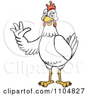 Poster, Art Print Of Happy White Chicken Waving