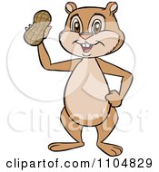 Clipart Happy Cute Chipmunk Holding A Peanut Royalty Free Vector Illustration by Cartoon Solutions #COLLC1104829-0176