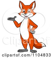 Clipart Happy Fox Presenting And Standing Upright Royalty Free Vector Illustration by Cartoon Solutions #COLLC1104833-0176