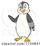 Clipart Happy Penguin Waving Royalty Free Vector Illustration