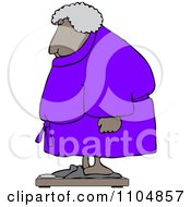 Chubby Black Woman In A Robe Standing On A Scale