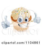 Poster, Art Print Of Happy Vanilla Cupcake Character Holding Two Thumbs Up