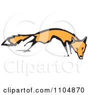 Poster, Art Print Of Orange Fox Woodcut