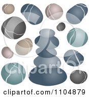 Poster, Art Print Of Gray Green And Brown Pebbles Rocks And Stones