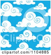 Seamless Puffy Swirl Cloud And Blue Sky Background