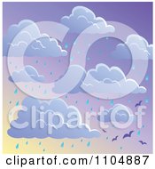 Poster, Art Print Of Seamless Cloud And Rainy Seagull Sky Background
