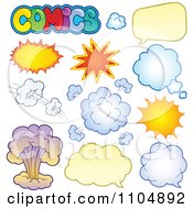 Poster, Art Print Of Comic Bursts Clouds And Chat Balloons