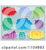 Clipart Colorful Cloud Chat Balloons On Gray Royalty Free Vector Illustration by visekart