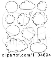 Clipart Outlined Cloud Chat Balloons Royalty Free Vector Illustration